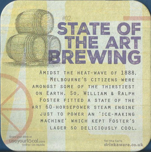 Fosters Beer Mat 15 Back