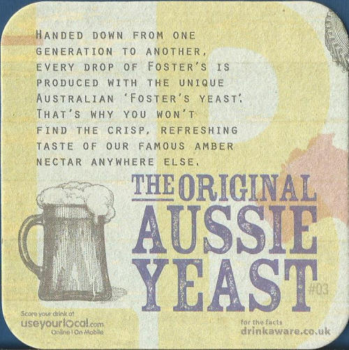 Fosters Beer Mat 16 Back