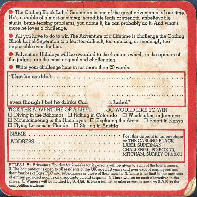Carling Beer Mat