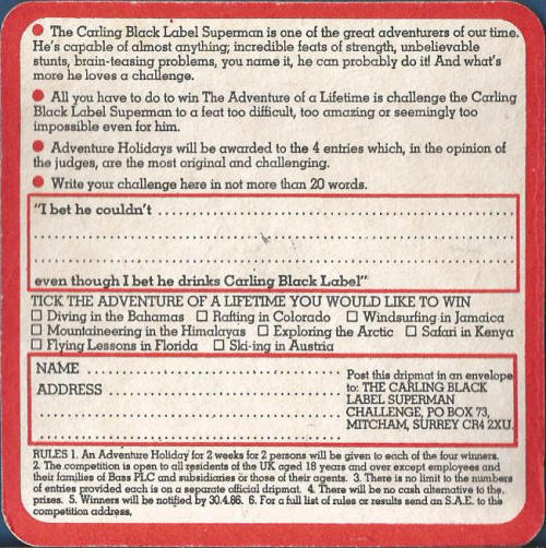Carling Beer Mat