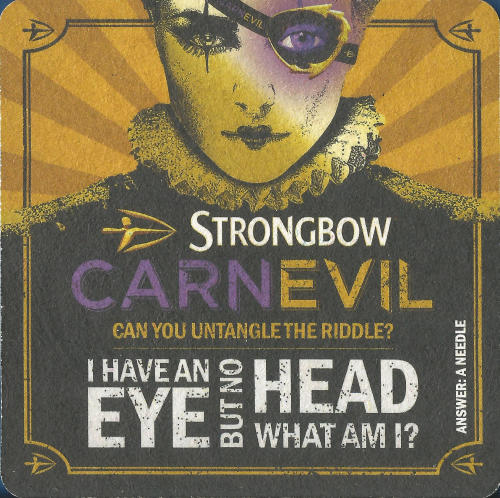 Strongbow Carnevil Beer Mat