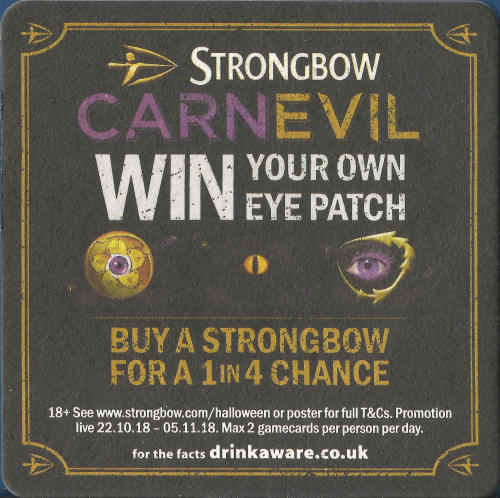 Strongbow Carnevil Beer Mat 2 Back