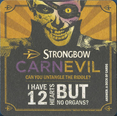 Strongbow Carnevil Beer Mat 3 Front
