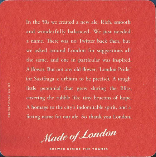 London Pride Beer Mat 2 Back