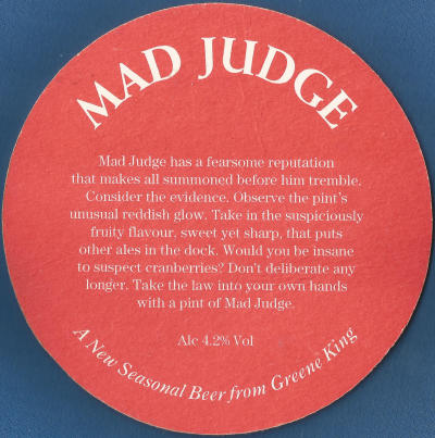 Greene Mad Judge Beer Mat 4 Back