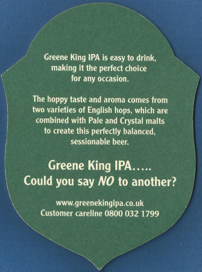 Greene King IPA Beer Mat 5 Back