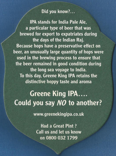 Greene King IPA Beer Mat 6 Back
