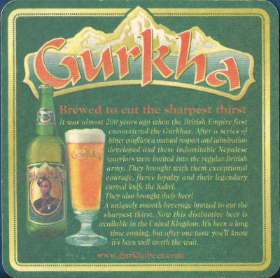 Gurkha Beer Mat 1 Back