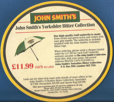 John Smiths Beer Mat 1 Back