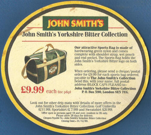 John Smiths Beer Mat 3 Back