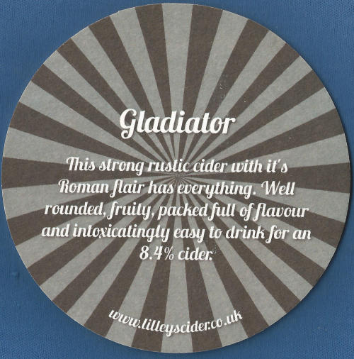 Lilley's Gladiator Cider Beer Mat 2 Back