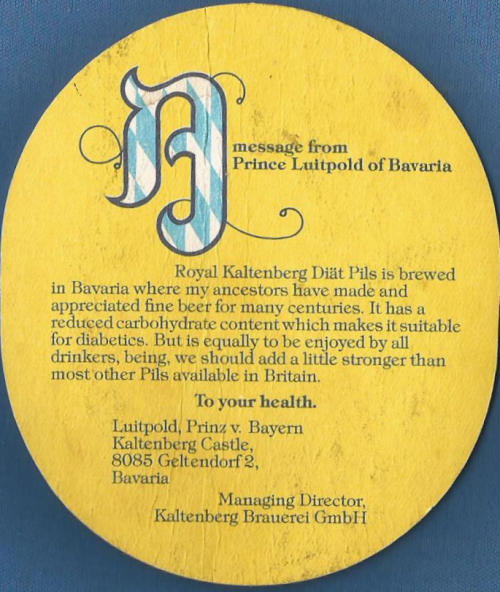 Kaltenberg Beer Mat 1 Back