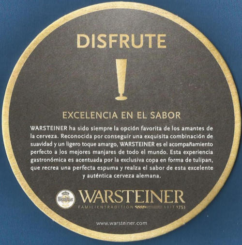 Warsteiner Beer Mat 1 Back