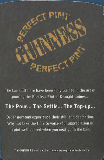 Guinness Beer Mat 6 Back