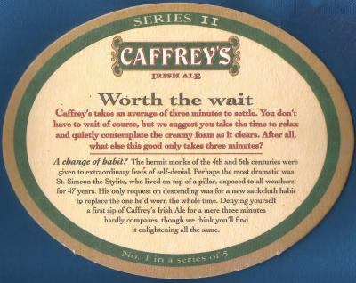Caffrey's Irish Ale Beer Mat 1 Back