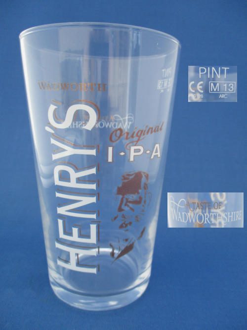Wadworth Henrys IPA Beer Glass 002322B136